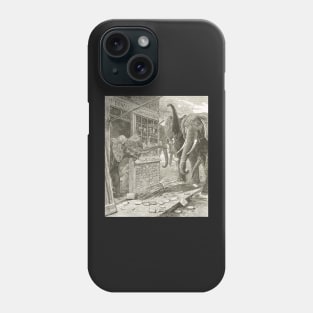 Elephants running amok in the city 1900 Phone Case