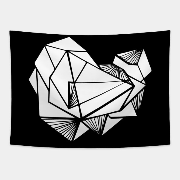 Geometric triangles White minimal Tapestry by carolsalazar