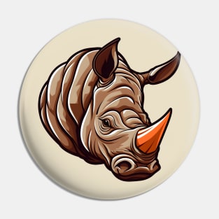 Head of orange horned rhino Pin