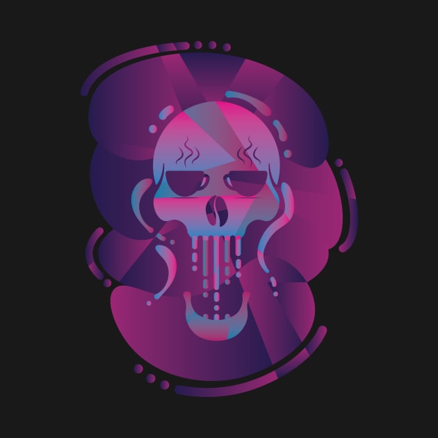 Coffee Cup Eyed Skull Neon by iamKaye
