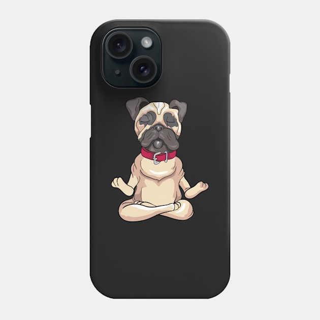 Yoga Meditation Pug Dog Phone Case by BDAZ