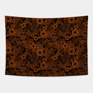 Orange and Black Spiral Pattern Tapestry