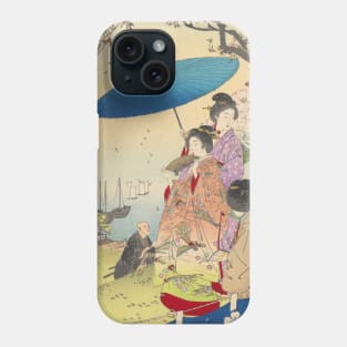 Geisha in Springtime - vintage Japanese art Phone Case