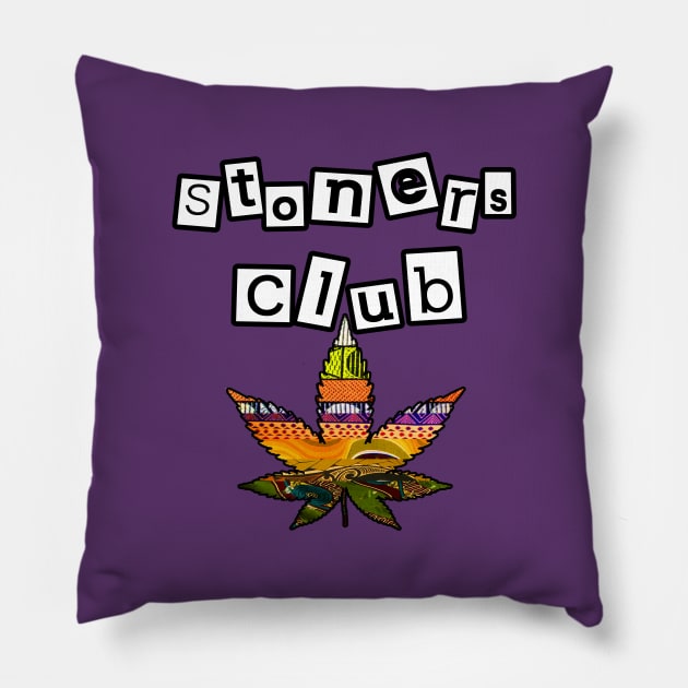 Stoners Club Purple Marijuana Leaf Pillow by artbyomega