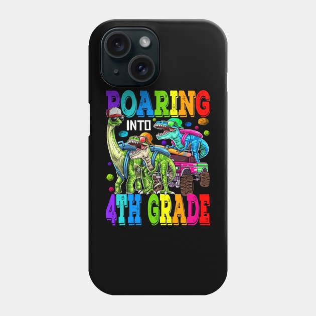 Roaring Into 4th Grade Monster Truck Dinosaur Phone Case by eyelashget