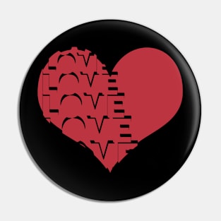 love worded stencil cut red heart Pin