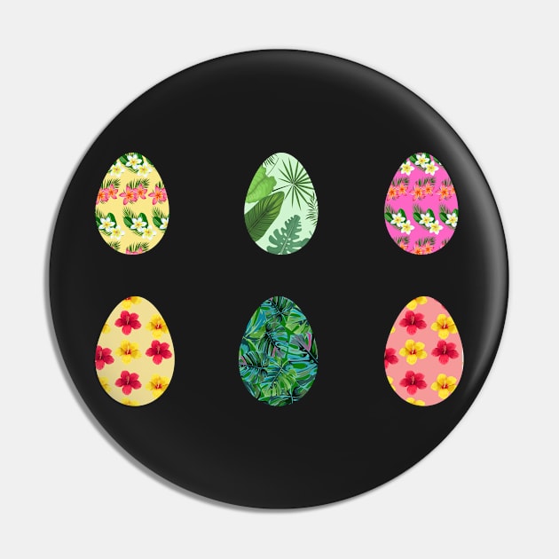 Bright Tropical Flower Easter Eggs Pin by Felicity-K