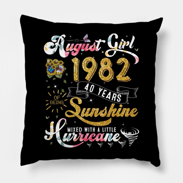 Vintage August Girl 1982 Limited Edition 40th Birthday Pillow by TeeBlade