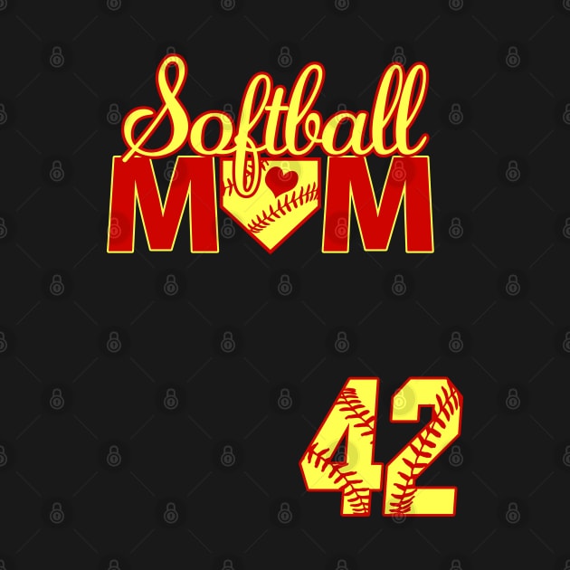 Softball Mom #42 Softball Jersey Favorite Player Biggest Fan Heart Softball Jersey by TeeCreations