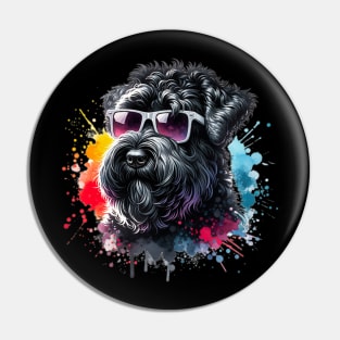 Watercolor Black Russian Terrier Pin