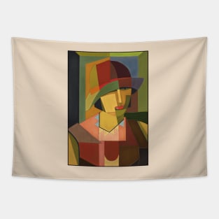 Woman in hat (on cream) Tapestry