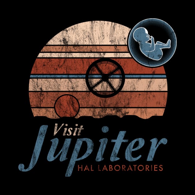 Visit Jupiter - Vintage Distressed Sci Fi - Retro Space Odyssey by Nemons