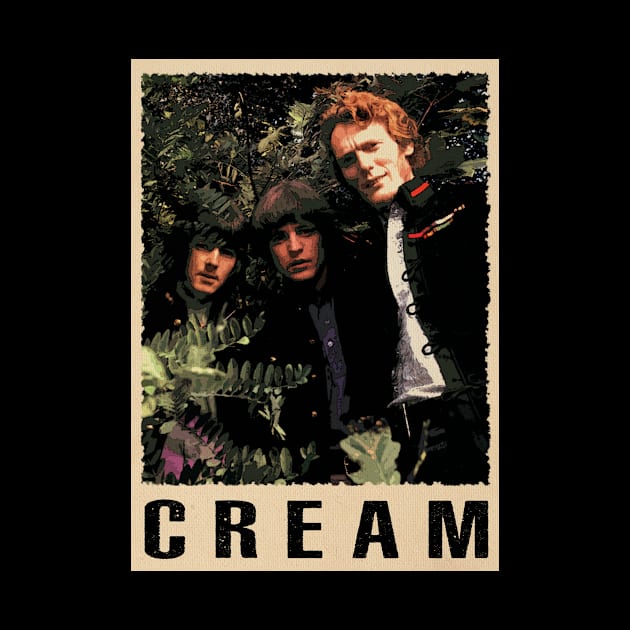 Creams Classic Rock - Feel the Music on Your Retro Cream T-Shirt by Skateboarding Flaming Skeleton