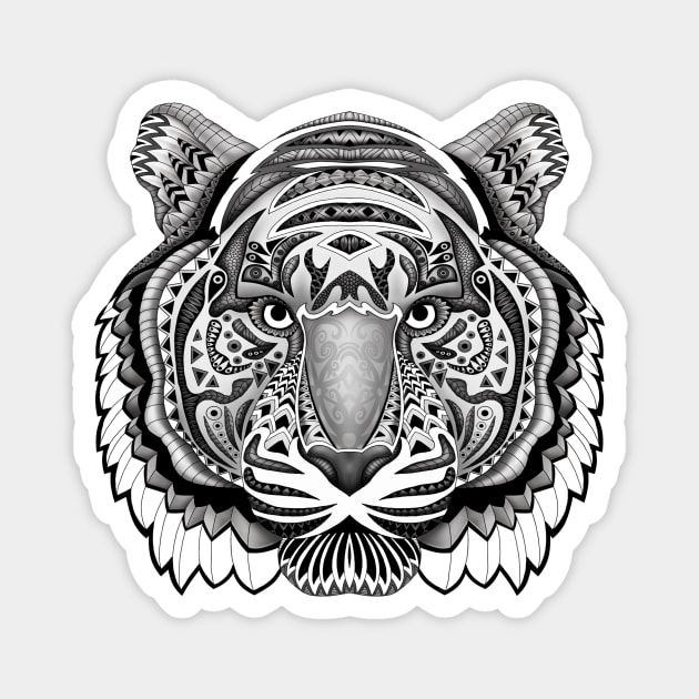 tiger face aztec pattern Magnet by Dezigner007