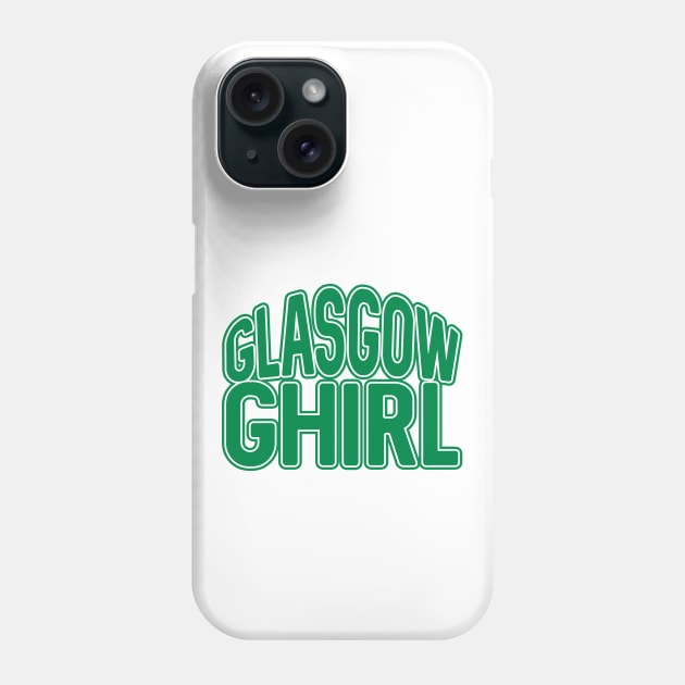 GLASGOW GHIRL, Glasgow Celtic Football Club Green and White Layered Text Design Phone Case by MacPean