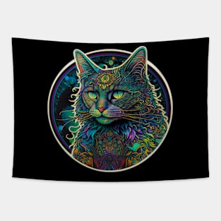 Psychedelic Rainbow Cat - Colorful kitten from outer space. Perfect gift for the feline lover. Tapestry