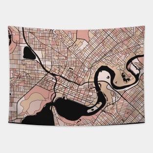 Perth Map Pattern in Soft Pink Pastels Tapestry