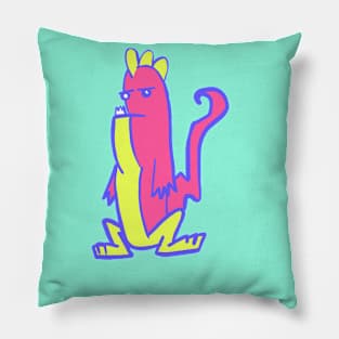 Roaring Fun: Playful Pink and Yellow Dinosaur Pillow