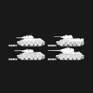 Four modifications of the USSR T-34 tank T-Shirt