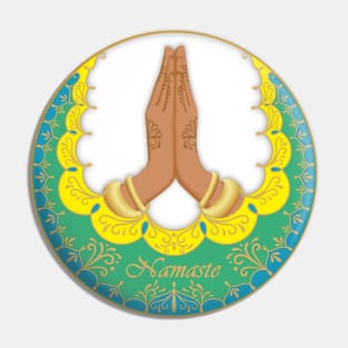 Namaste Hands with a Colorful Mandala Pin