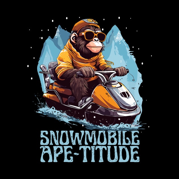 Snowmobile Ape-titude Funny Winter Ape Design, Snow Sports by BrushedbyRain