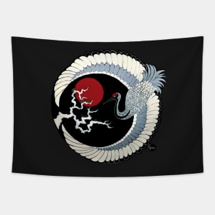 Dawn of the Rising Sun White Crane Tapestry