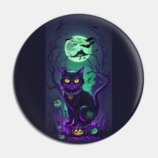 Halloween Pumpkin Cat Pin