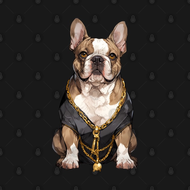 Fawn Pied with gold chain French Bulldog by CandyApparel