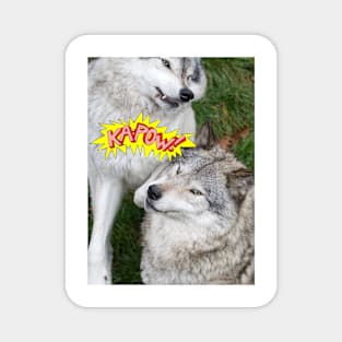 Wolves at play - Timber Wolf Magnet