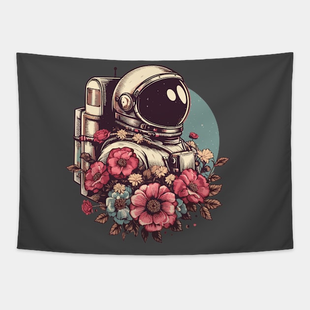 Astronaut in Flowers Tapestry by Minisim