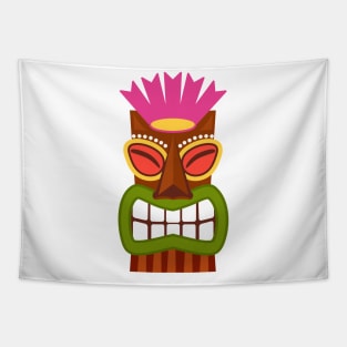 Tiki God Statue Cartoon Illustration Tapestry