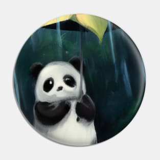 Panda with Leaf Umbrella Pin