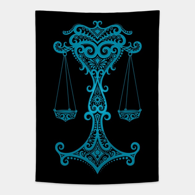 Blue Libra Zodiac Sign Tapestry by jeffbartels