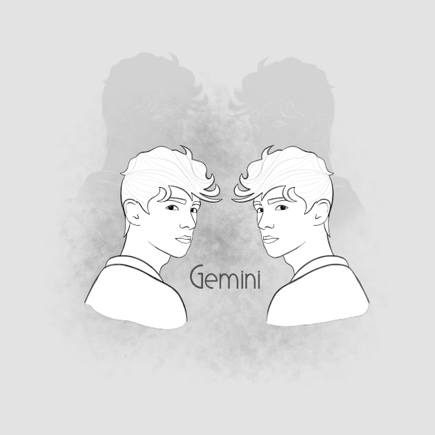 Zodiac sign Gemini - Black and white lineart by Red Fody