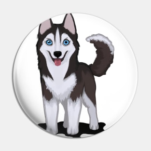 Cute Siberian Husky Drawing Pin