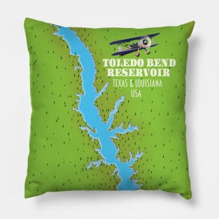 Toledo Bend reservoir Texas & Louisiana Map Pillow