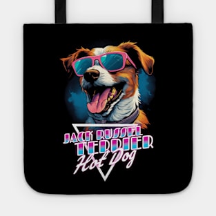 Retro Wave Jack Russel Terrier Hot Dog Shirt Tote