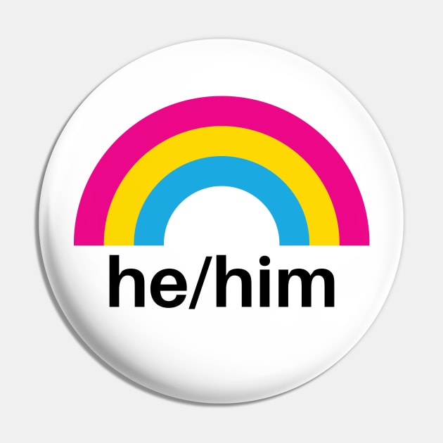 He/Him Pronouns Pansexual Rainbow Pin by lavenderhearts