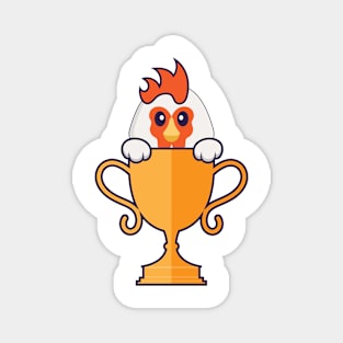 Cute chicken with gold trophy. Magnet