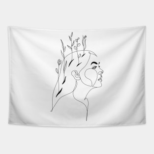 Flower Head Woman Art Tapestry