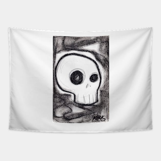 'Expresionist Skull' Tapestry by jerrykirk