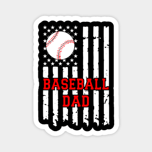 Funny Fathers Day 4th Of July Baseball Dad Flag USA Magnet