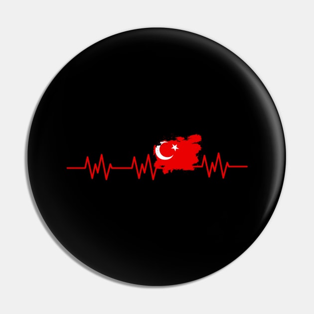 Turkey Flag Heartbeat Turkish Pulse Pin by Foxxy Merch