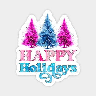 Happy Holidays Pink Christmas Magnet