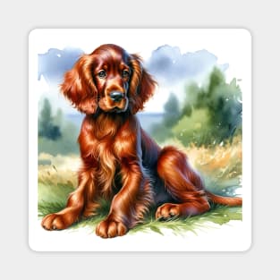 Watercolor Puppies Irish Setter - Cute Puppy Magnet