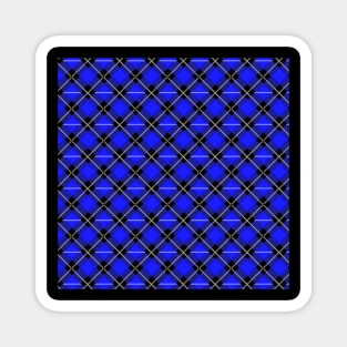 Diagonal Blue and Black Flannel-Plaid Pattern Magnet