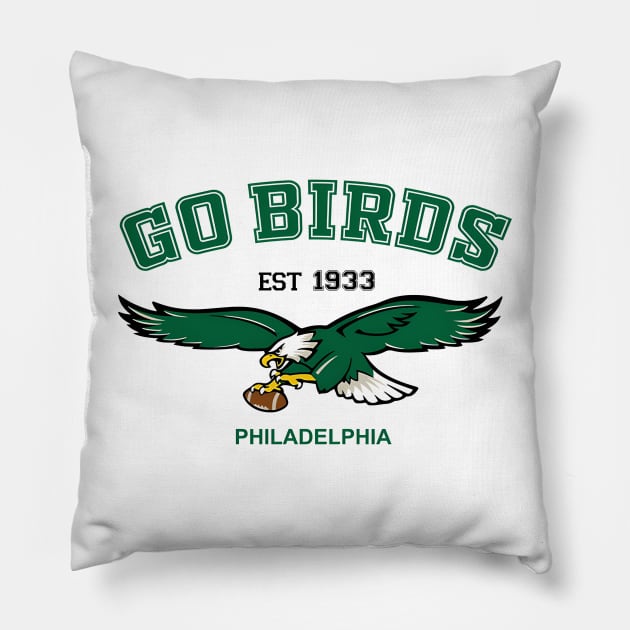 Go Birds Vintage Eagles - Philadelphia Football Est 1933 Pillow by bonsauba