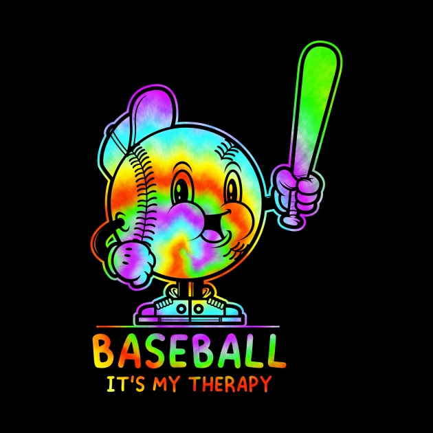 Baseball Its My Therapy Retro Funny Tie Dye Baseball Design by SWIFTYSPADE