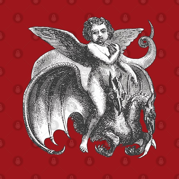 Demonic Winged Boy Riding A Two Headed Dragon Cut Out by taiche