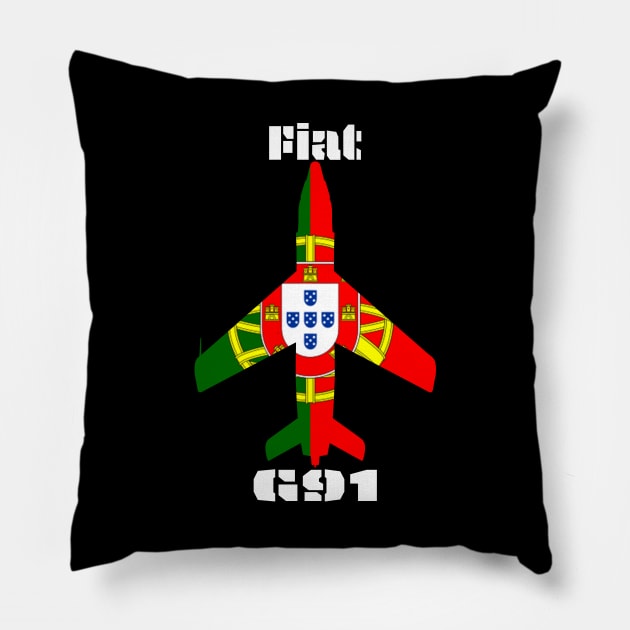 Fiat G.91 (Portugal) Pillow by BearCaveDesigns